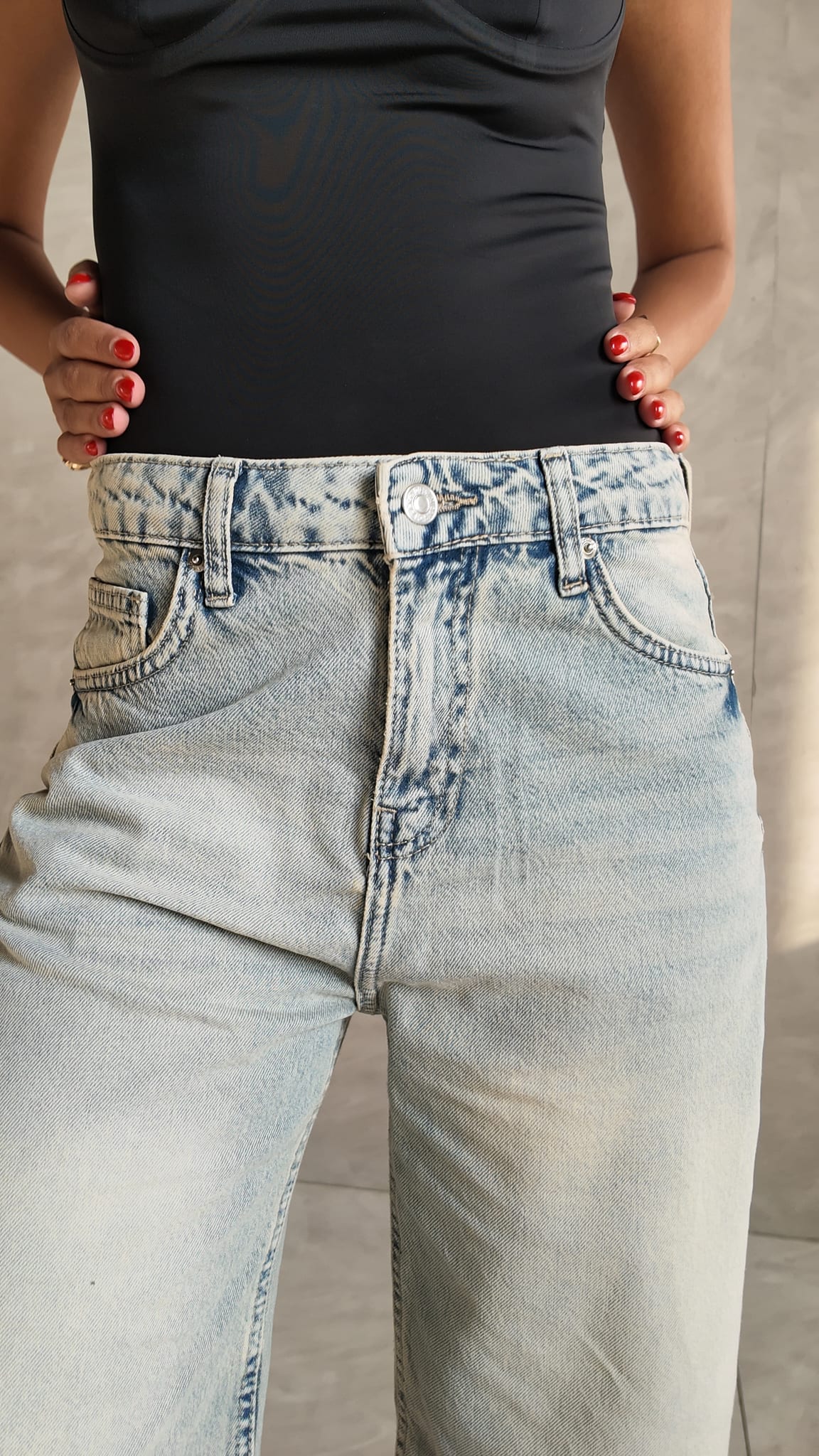 Jorts High-Waist Light Vintage Blue Denim Shorts Jorts CIZARO - Cizaro Jeans