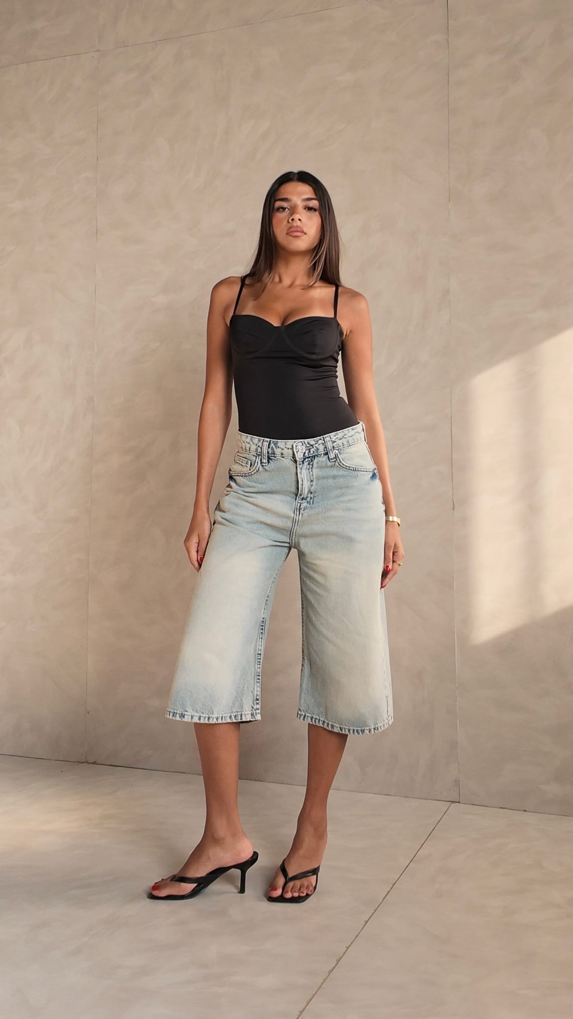 Jorts High-Waist Light Vintage Blue Denim Shorts Jorts CIZARO - Cizaro Jeans