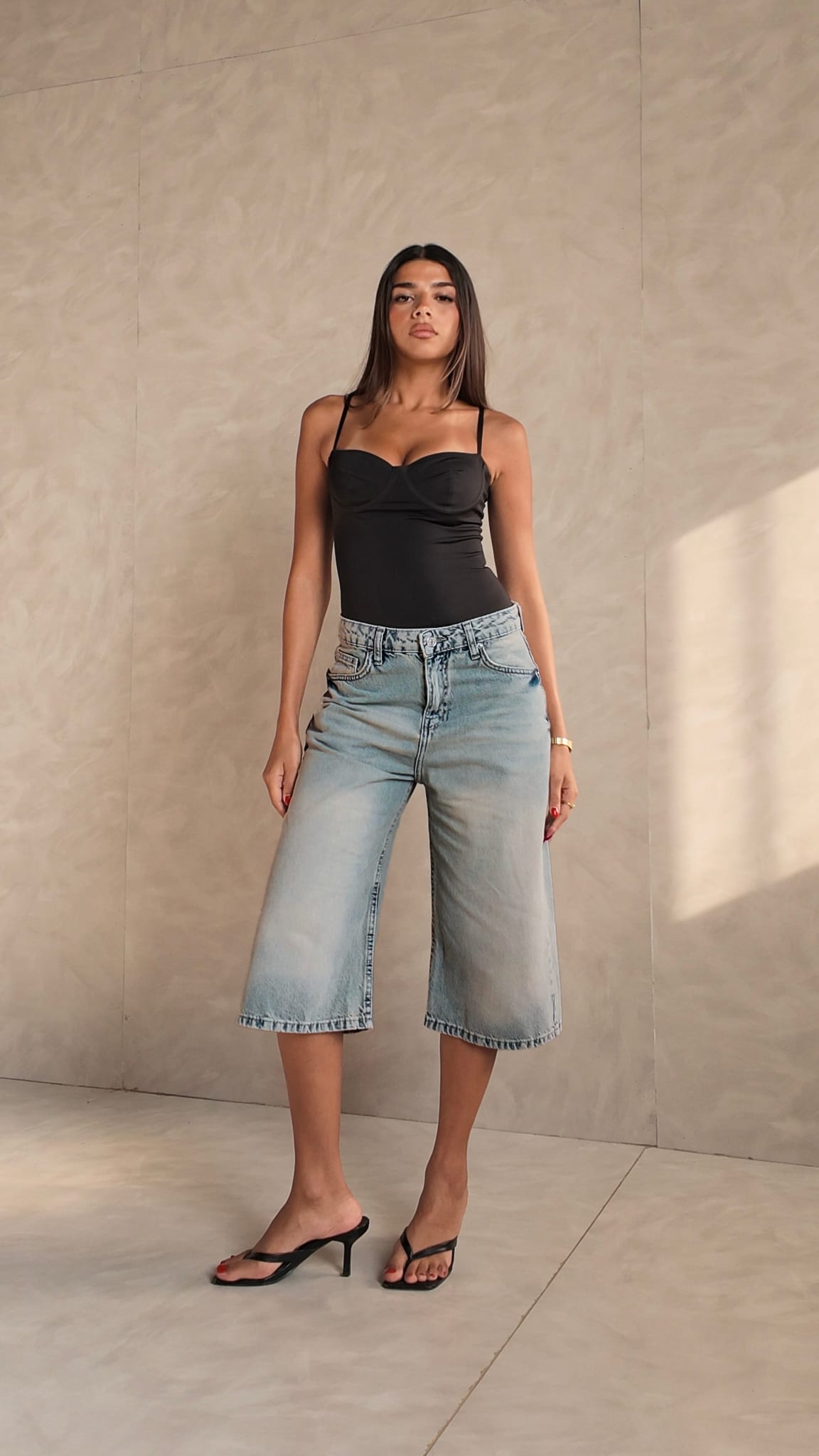 Jorts High-Waist Light Vintage Blue Denim Shorts Jorts CIZARO - Cizaro Jeans