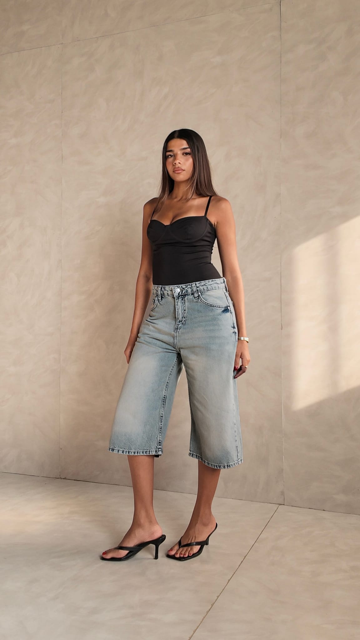 Jorts High-Waist Light Vintage Blue Denim Shorts Jorts CIZARO - Cizaro Jeans