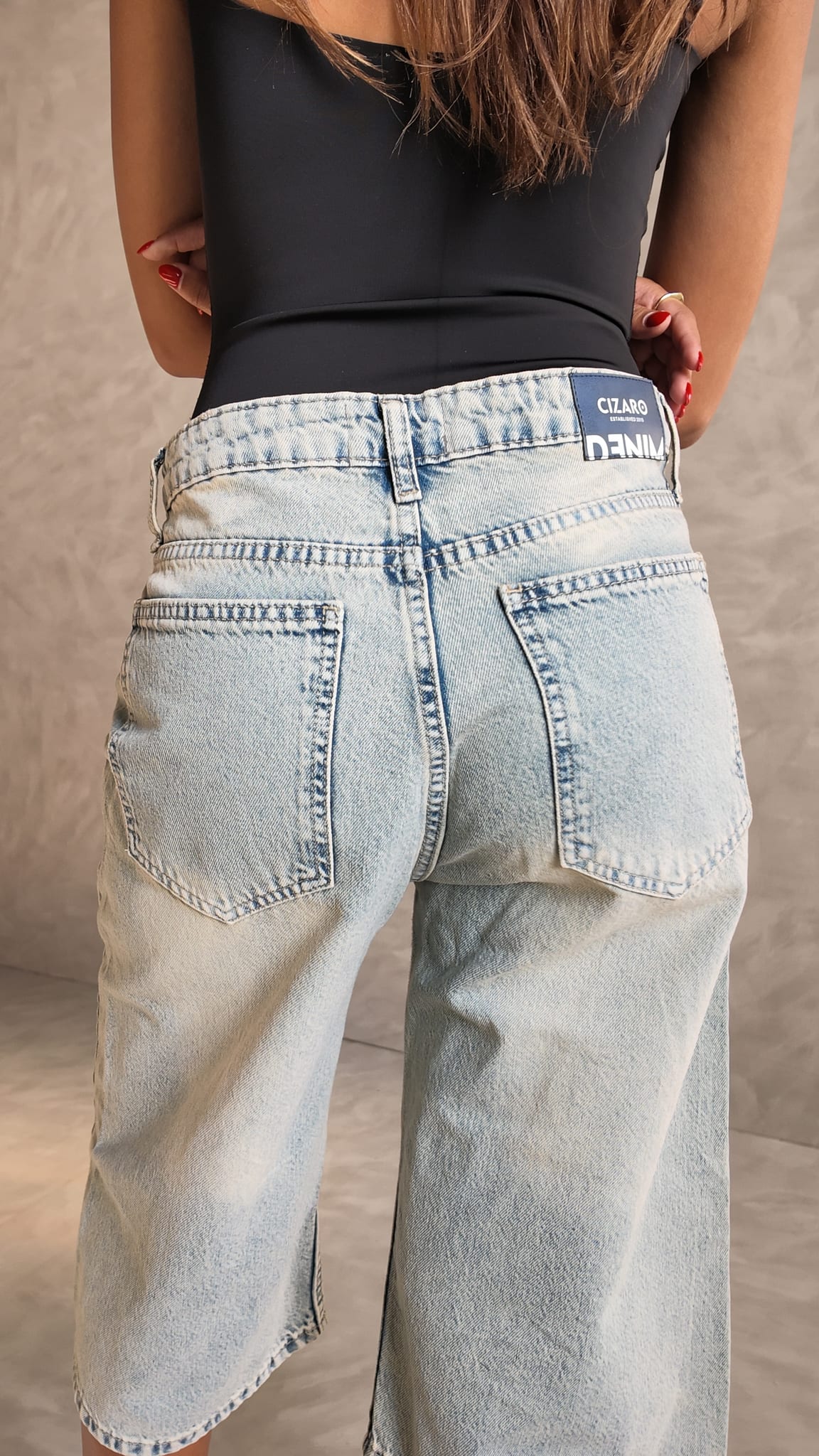 Jorts High-Waist Light Vintage Blue Denim Shorts Jorts CIZARO - Cizaro Jeans