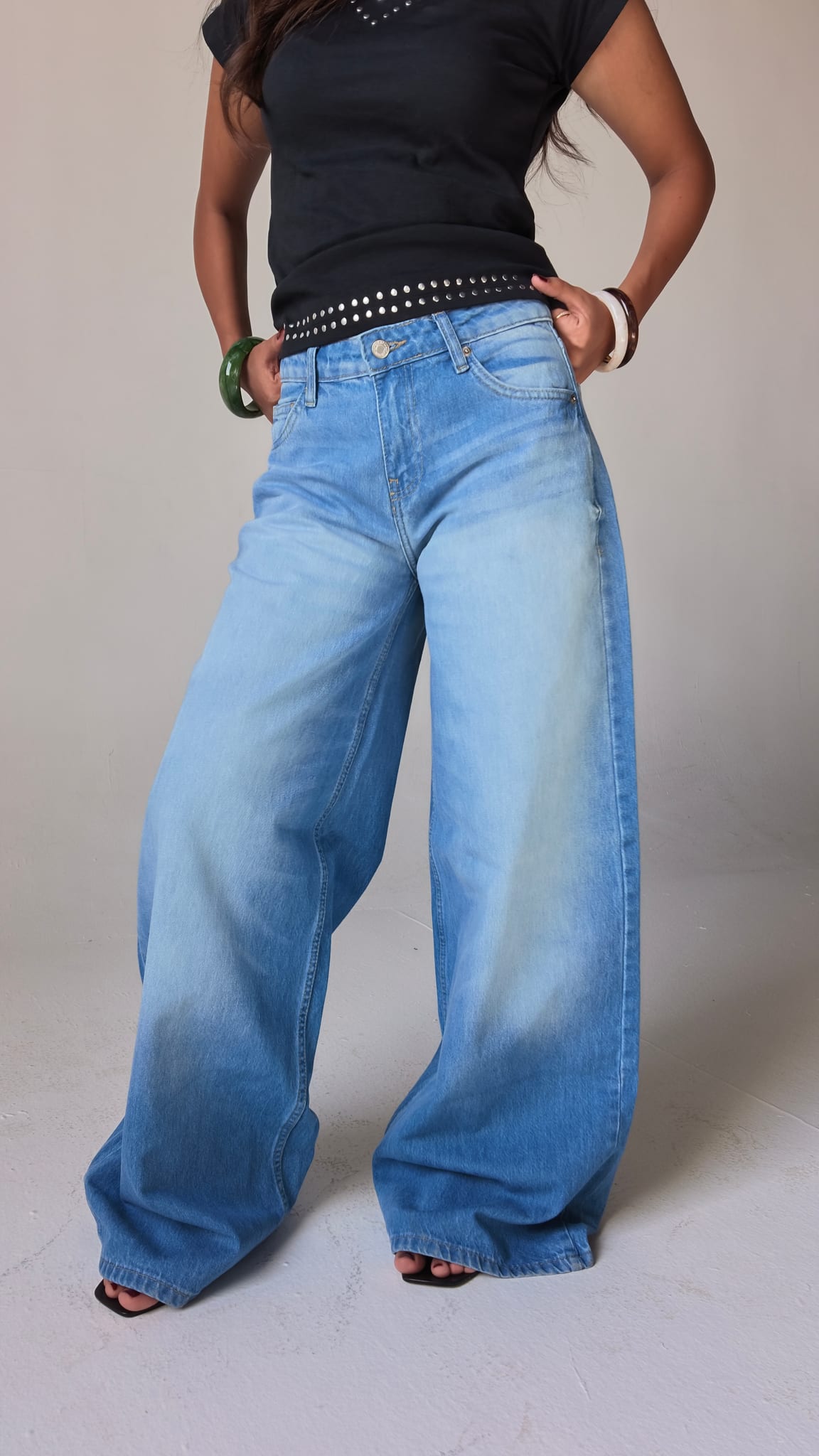 Loose baggy high-waist light vintage blue jeans Baggy CIZARO - Cizaro Jeans