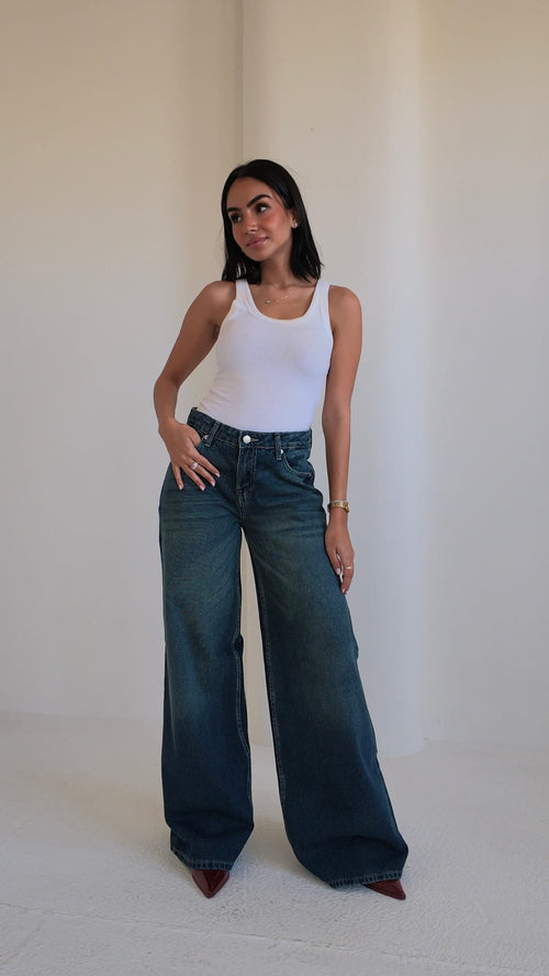 Loose Baggy – Mid Rise Mid Vintage Green Jeans