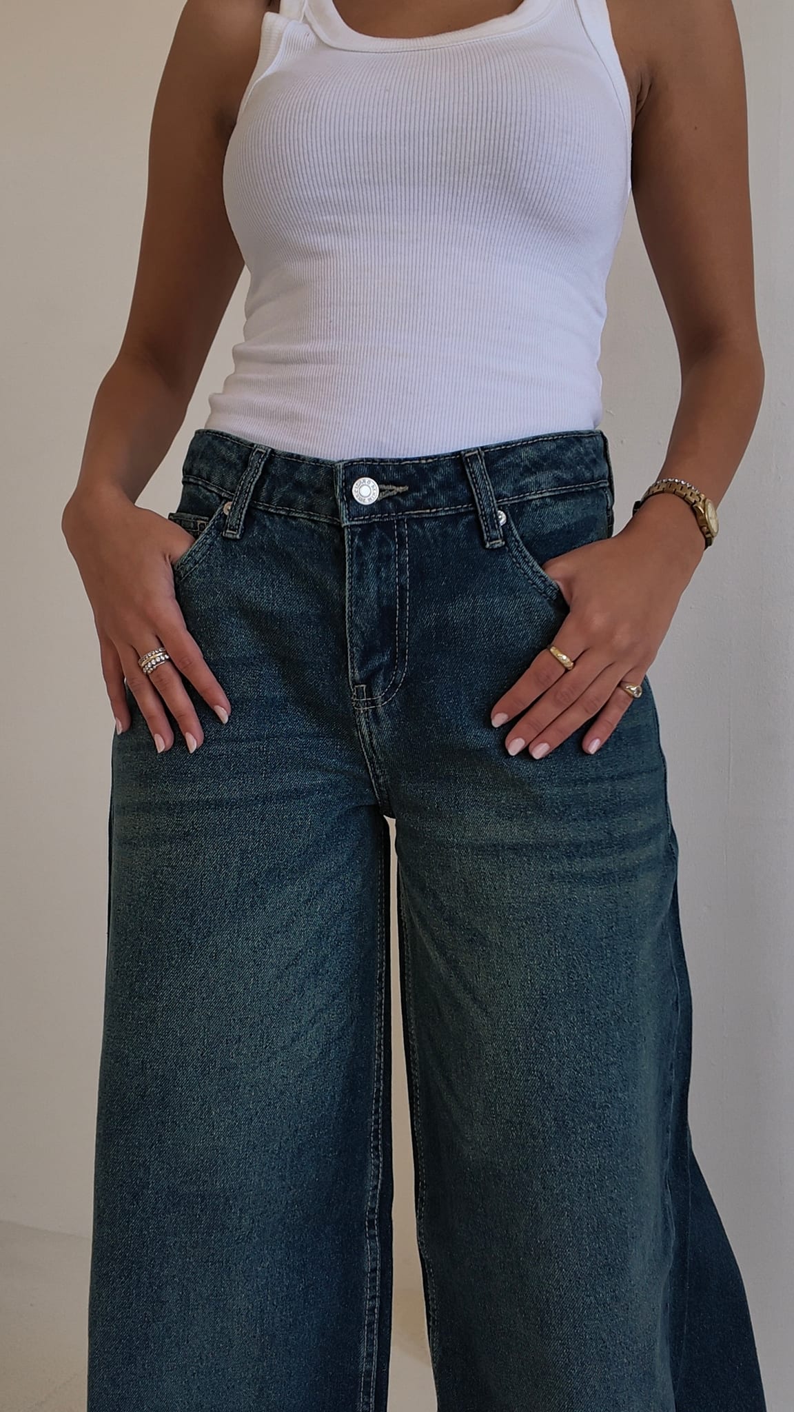 Loose Baggy – Mid Rise Mid Vintage Green Jeans