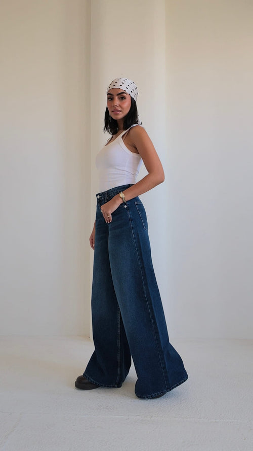 Loose Baggy – Mid Rise Deep Ocean Blue Jeans