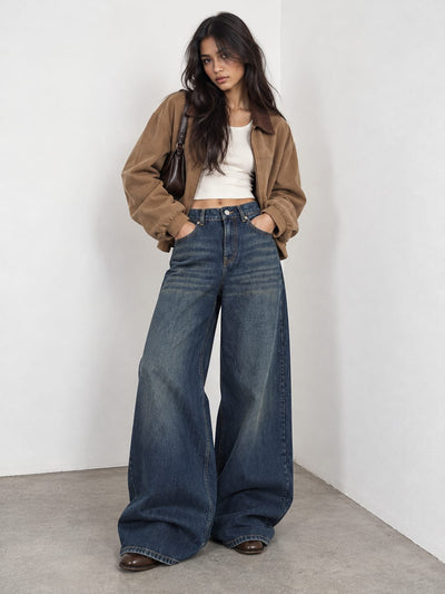 Loose Baggy High-Waist Deep Ocean Blue Jeans Loose Baggy CIZARO - Cizaro Jeans