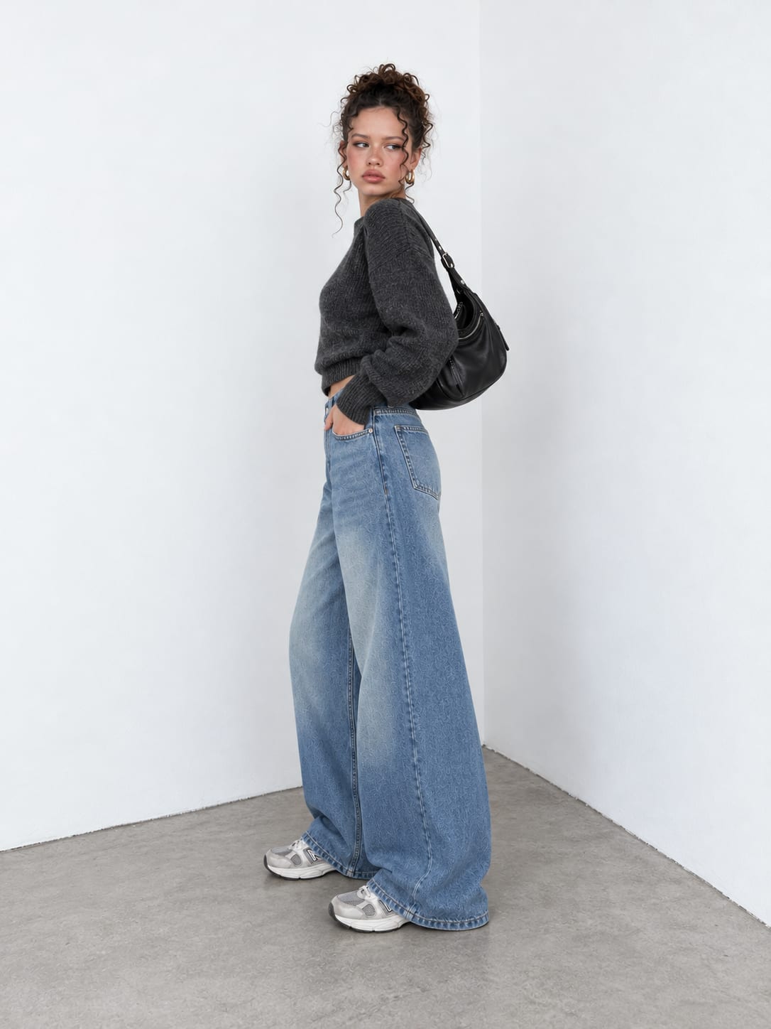 Loose Baggy High-Waist Powder Blue Jeans