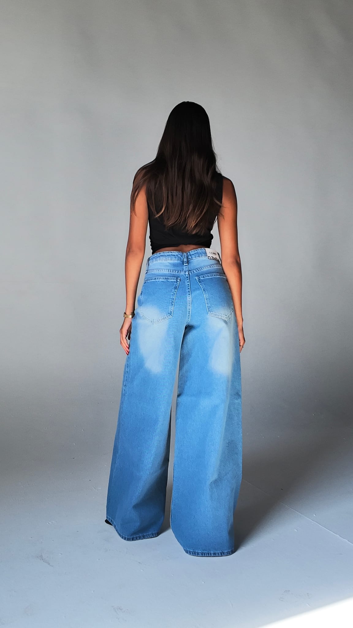 Relaxed Baggy High waist Feded powder blue jeans