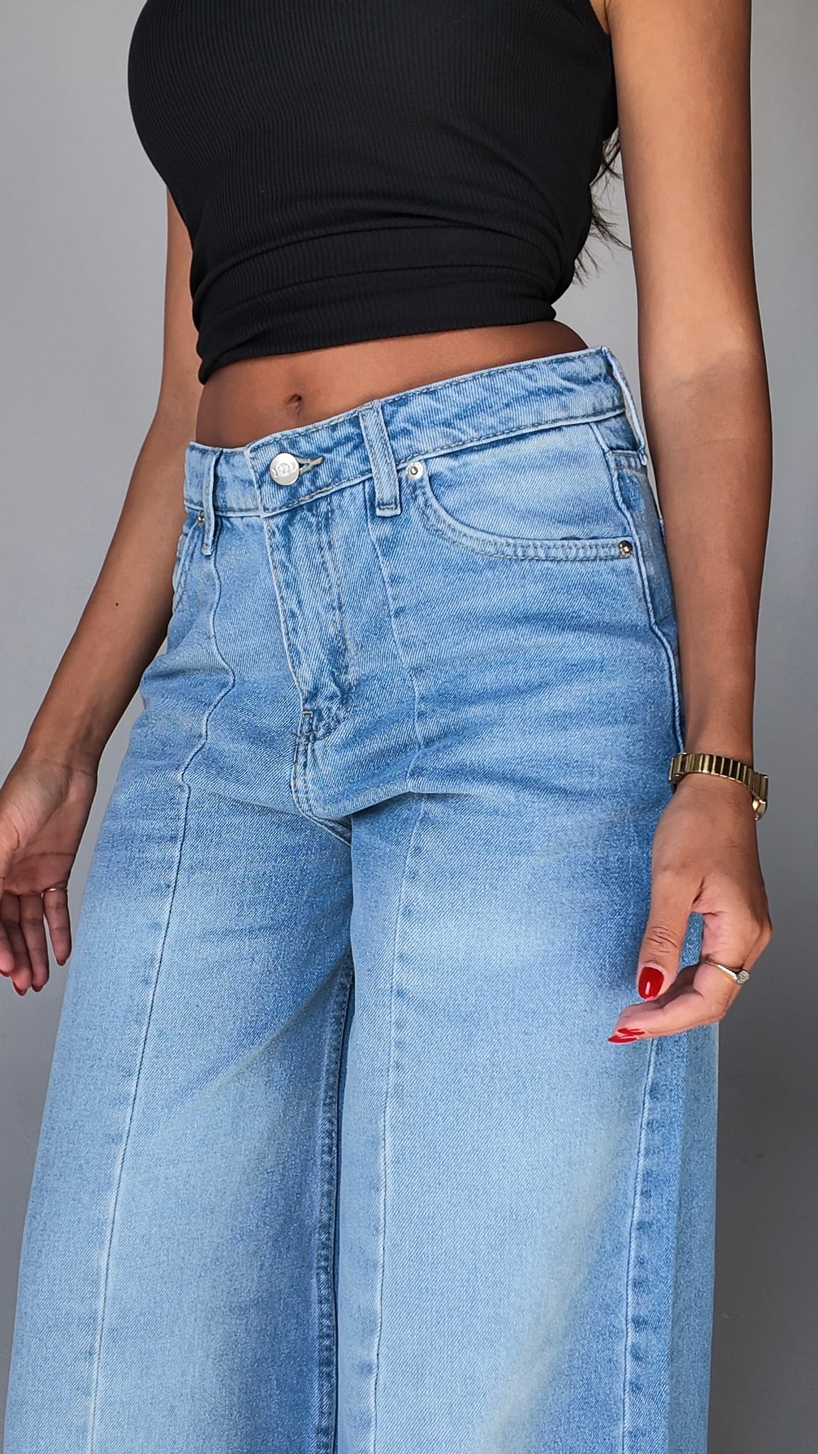 Relaxed Baggy High waist Feded powder blue jeans