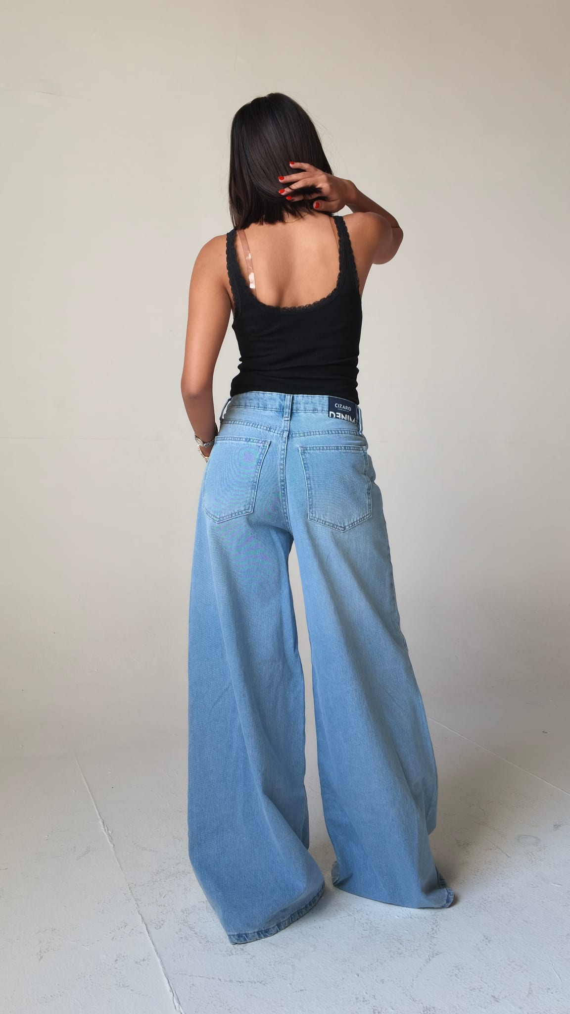 Relaxed Baggy High waist powder blue jeans
