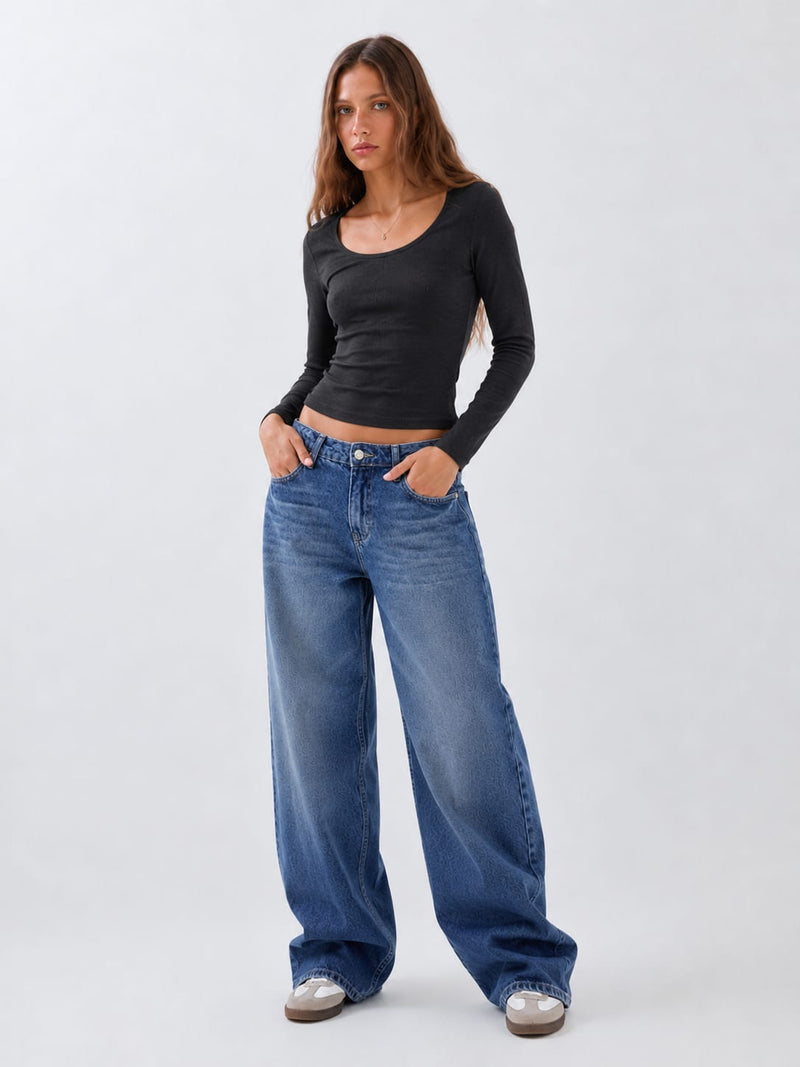 Super Baggy Low-Waist Mid Vintage Blue Jeans