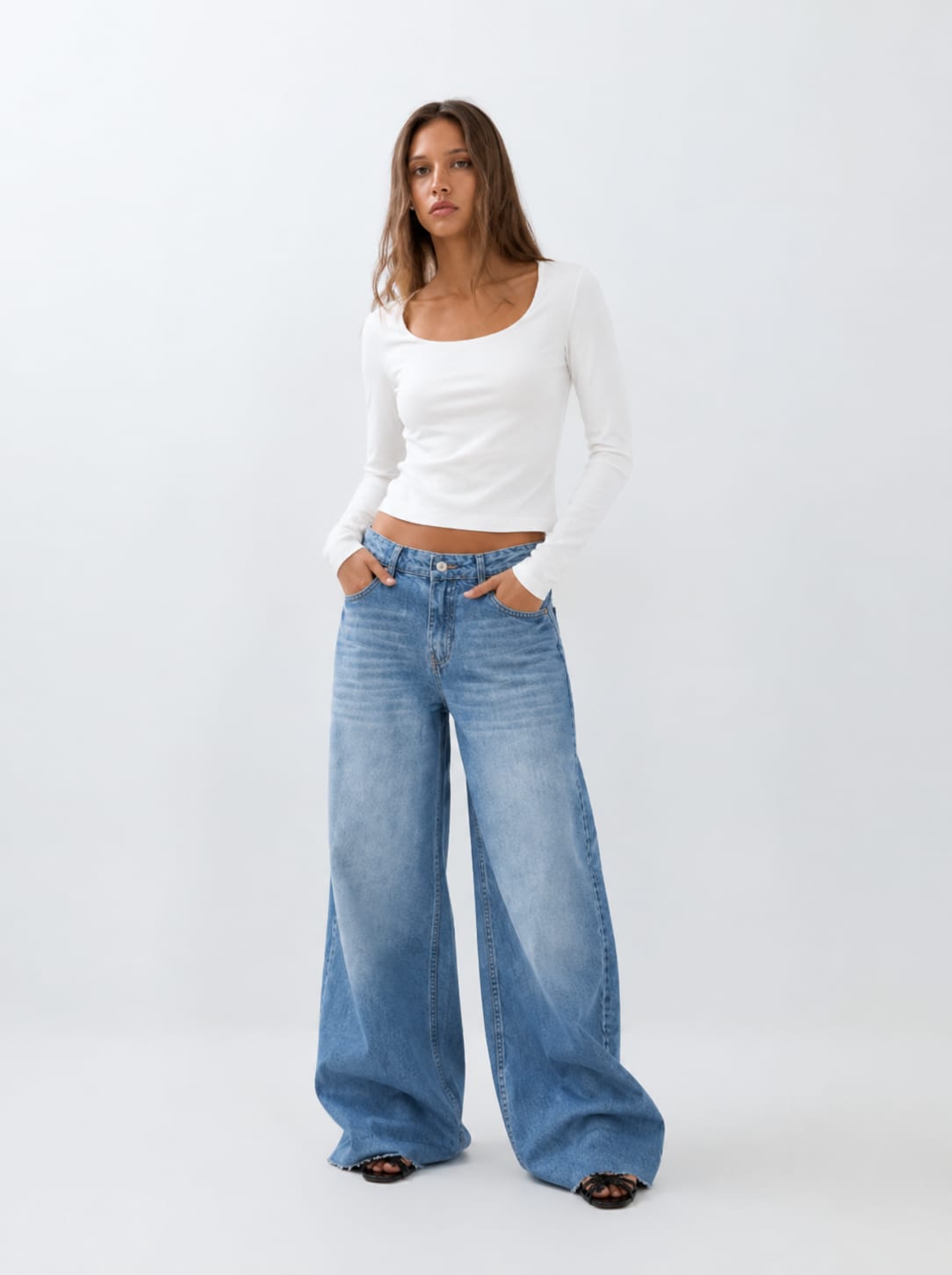 Super Baggy High Waist Light Wash Blue Jeans