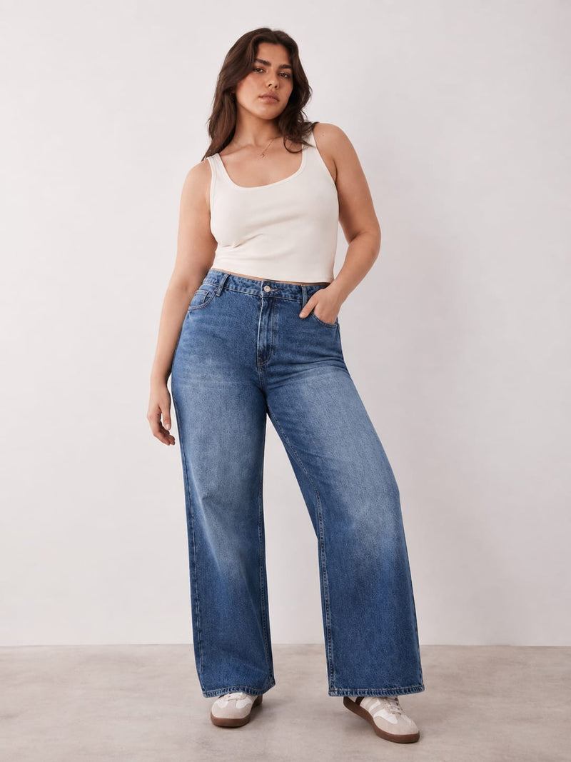 Super Baggy High-Waist Mid Vintage Blue Jeans