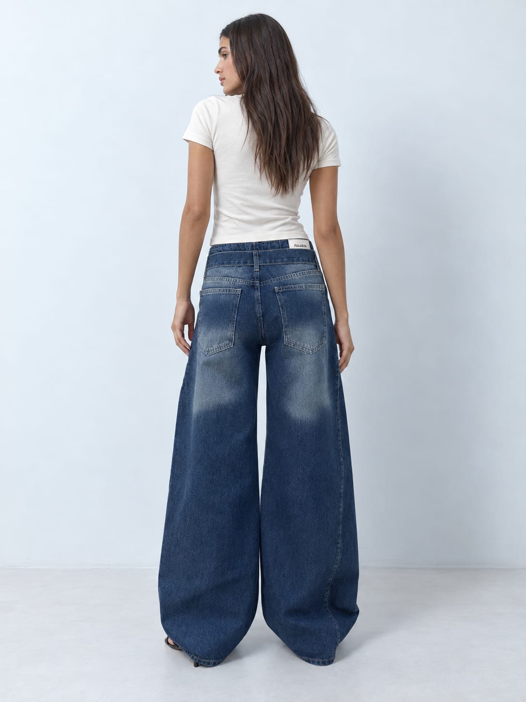 Super Baggy Mid-Waist Double-Buckle Dark Vintage Blue Jeans Super Baggy CIZARO - Cizaro Jeans