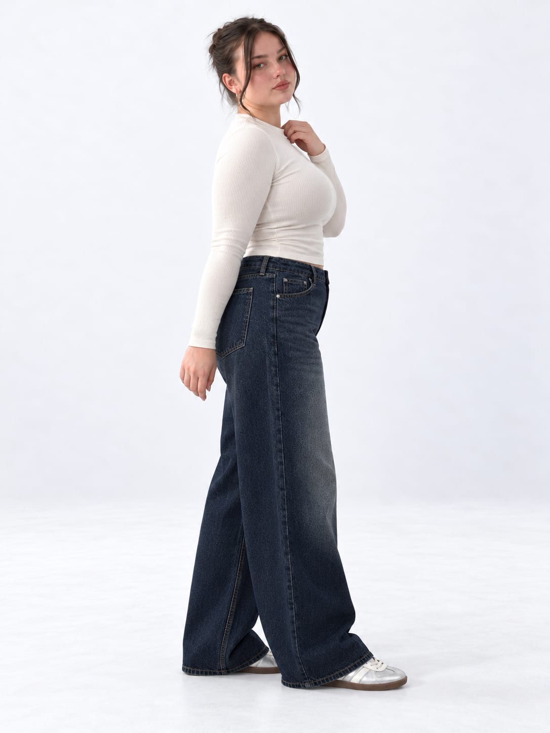 Curvy Super Baggy – High Waist Dark Vintage Blue Jeans Super Baggy - Curvy fit CIZARO - Cizaro Jeans
