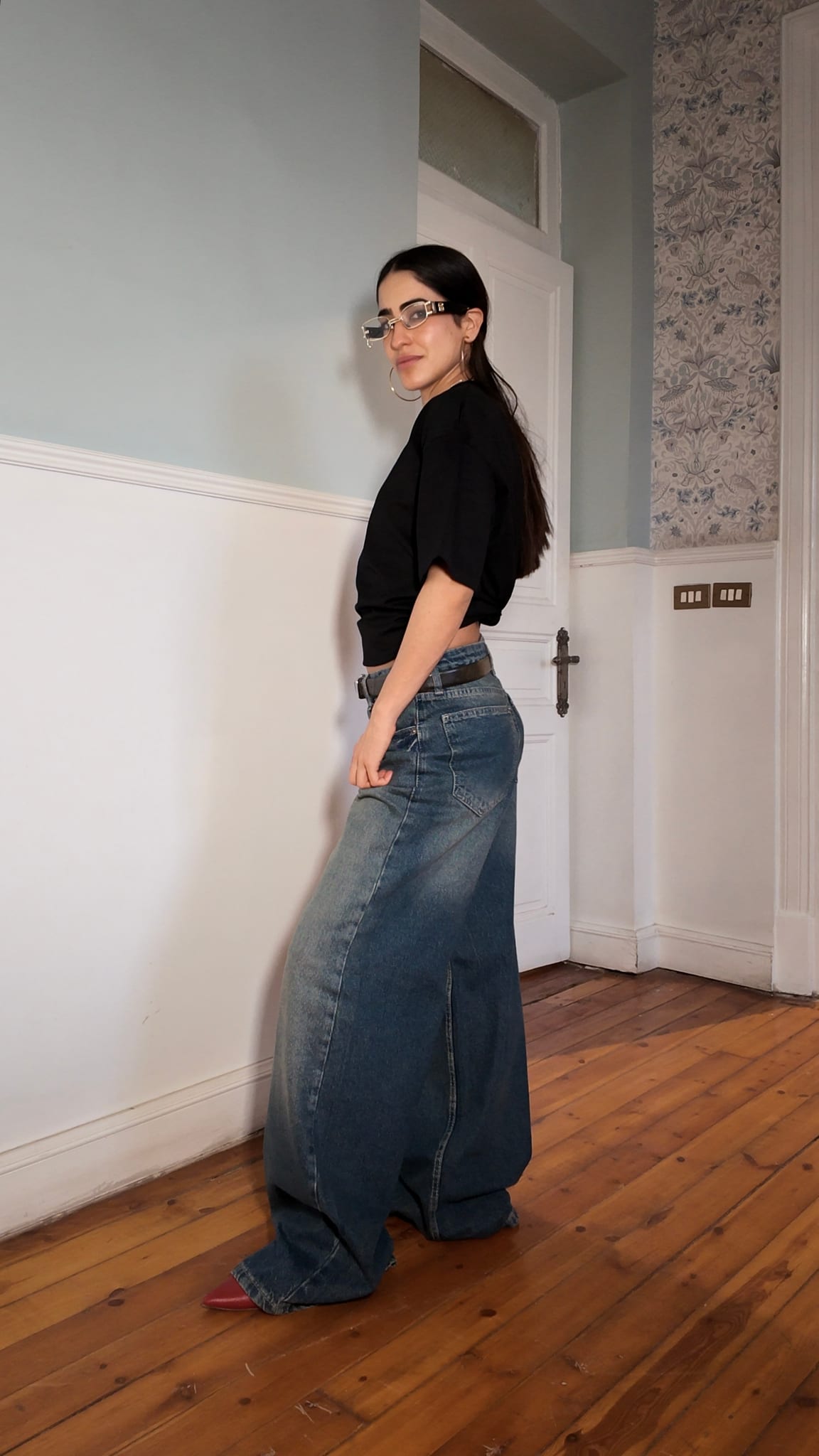 Super Baggy High-Waist Faded Vintage Blue Jeans