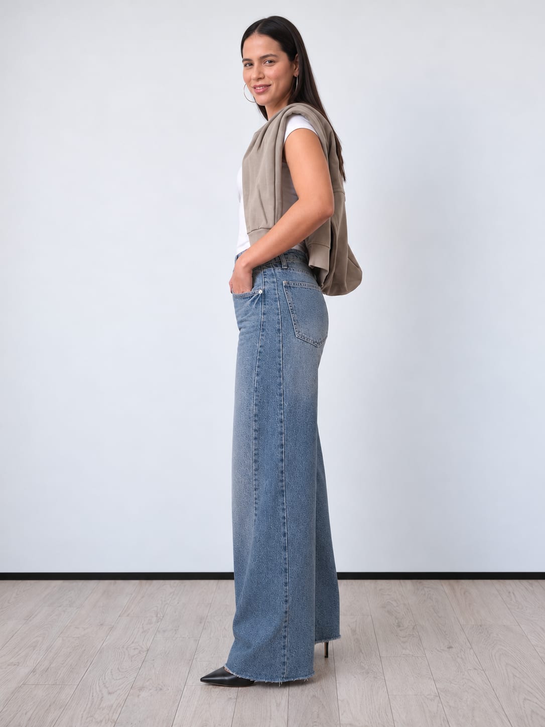 Super Baggy – High-Waist Raw-Hem Mid Vintage Blue Jeans Super Baggy CIZARO - Cizaro Jeans