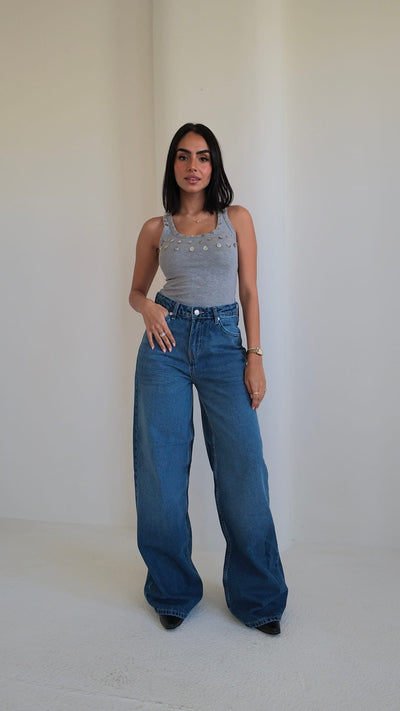 Super Baggy High-Waist Ocean Blue Jeans