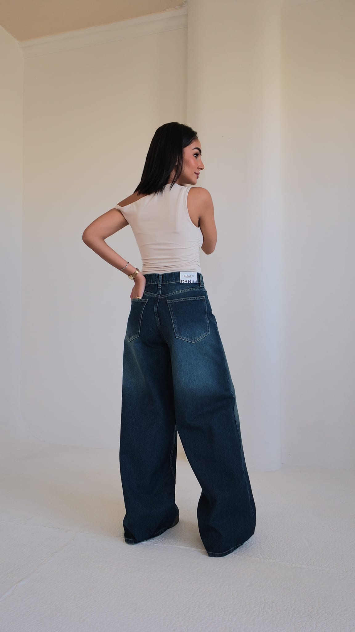 Super Baggy High-Waist Midnight Vintage Green Jeans Super Baggy CIZARO - Cizaro Jeans