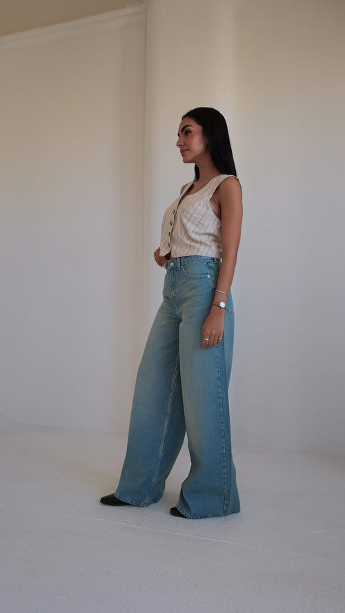 Super Baggy High-Waist Vintage Sky Blue Jeans Super Baggy CIZARO - Cizaro Jeans