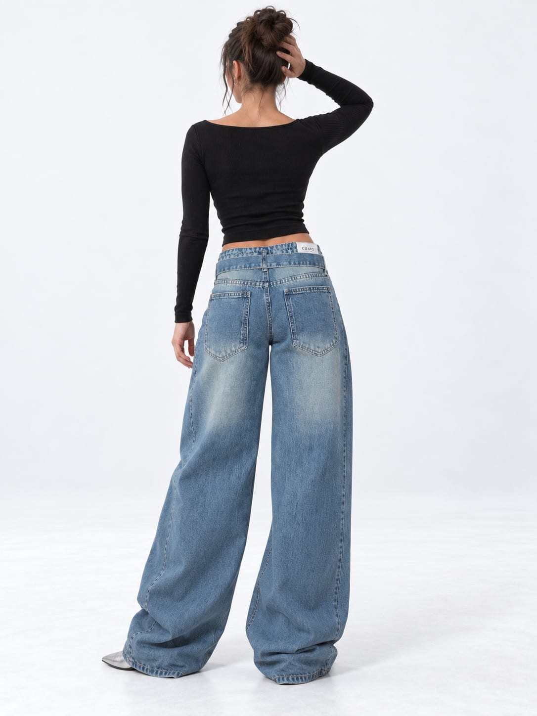 Super Baggy Mid-Rise Crossover Double-Waist Mid Vintage Blue Jeans