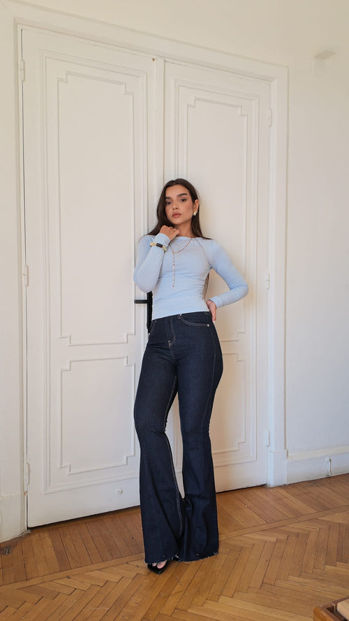 Flare High-Waist Dark Indigo Jeans Flare CIZARO - Cizaro Jeans