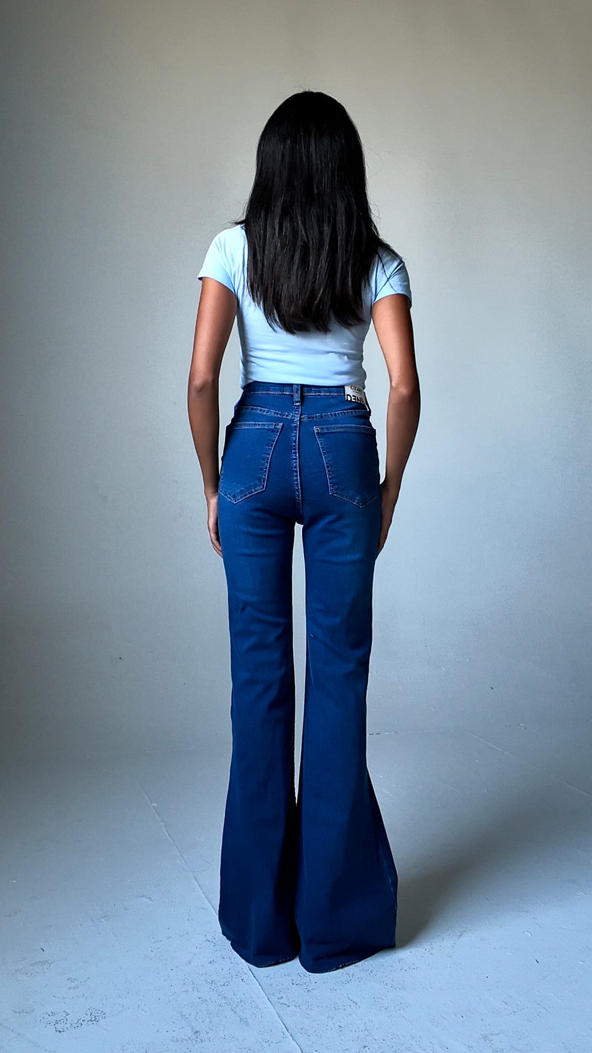 Super Flare – High-Waist Marine Mid Blue Jeans Super Flare CIZARO - Cizaro Jeans
