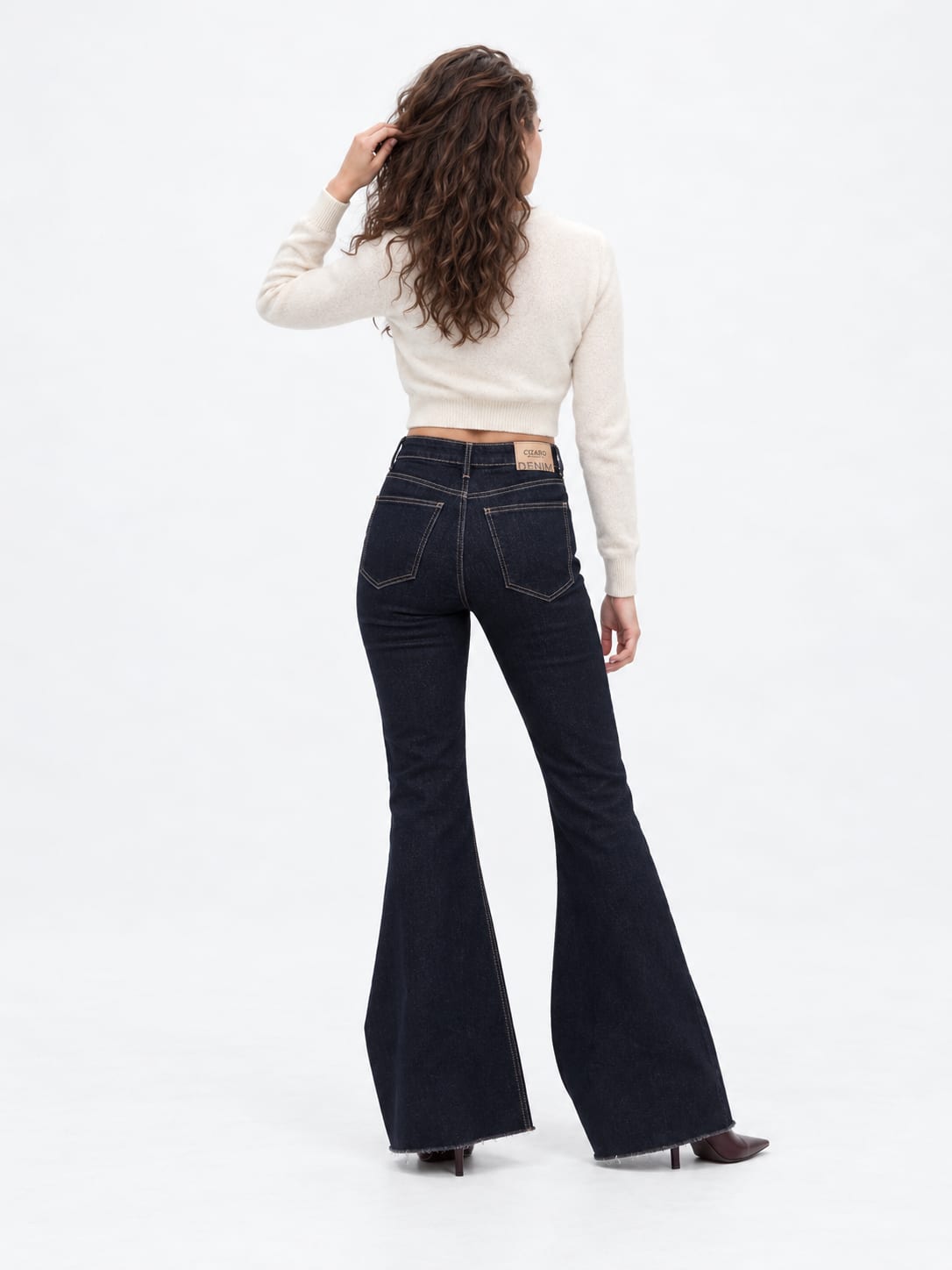 Super Flare – High-Waist Raw Denim Jeans Super Flare CIZARO - Cizaro Jeans