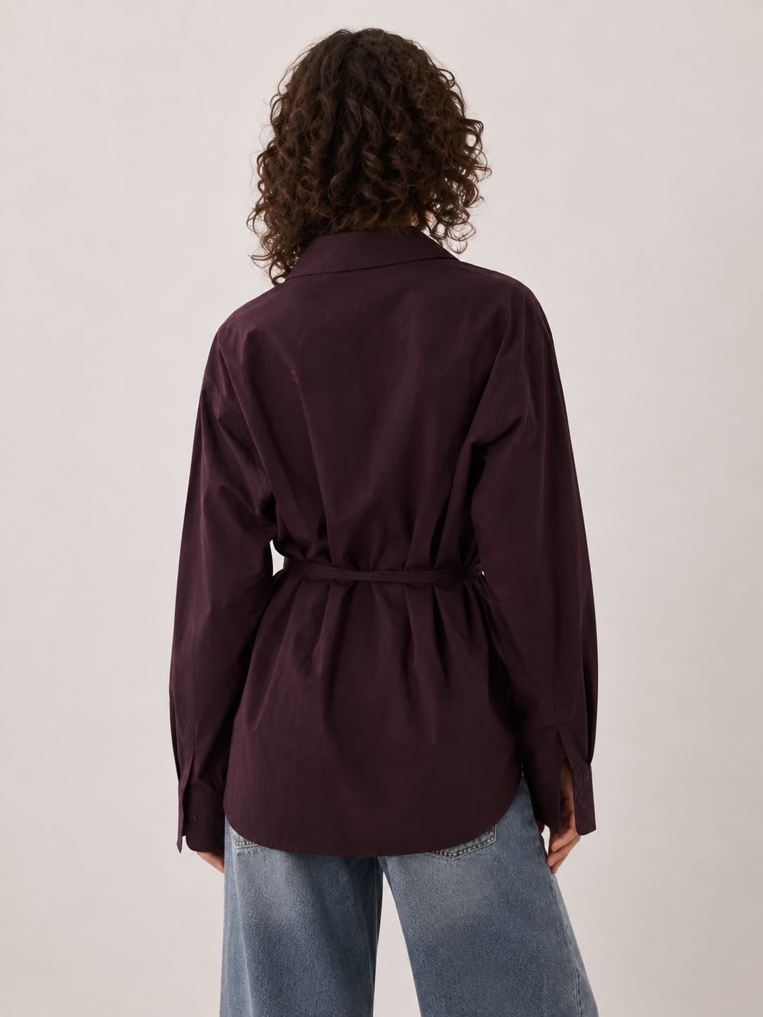 Side-Tie Wrap burgundy Linen Blouse