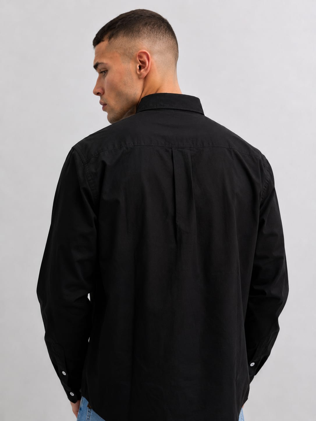 Men Black Long Sleeve Button-Down Shirt Shirt CIZARO - Cizaro Jeans