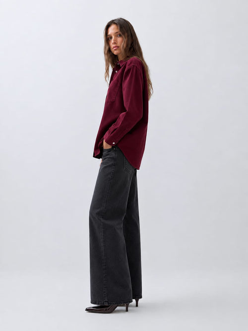 Oversized Burgundy Shirt Shirt CIZARO - Cizaro Jeans