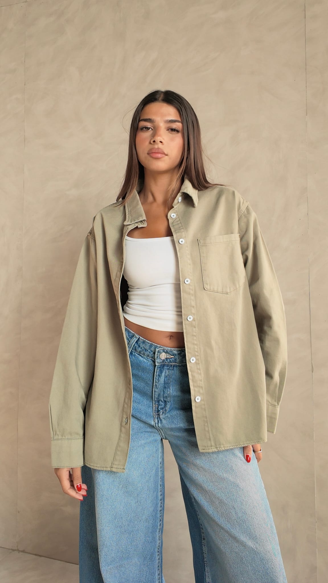 Oversized Khaki Shirt