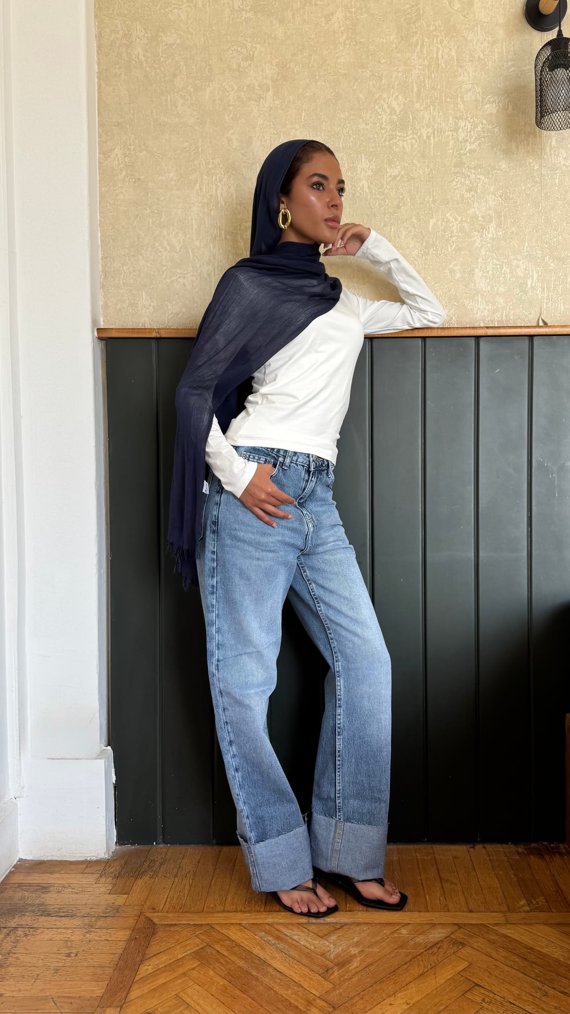 Straight High-Waist Light Vintage Blue Turn-Up Jeans Straight CIZARO - Cizaro Jeans