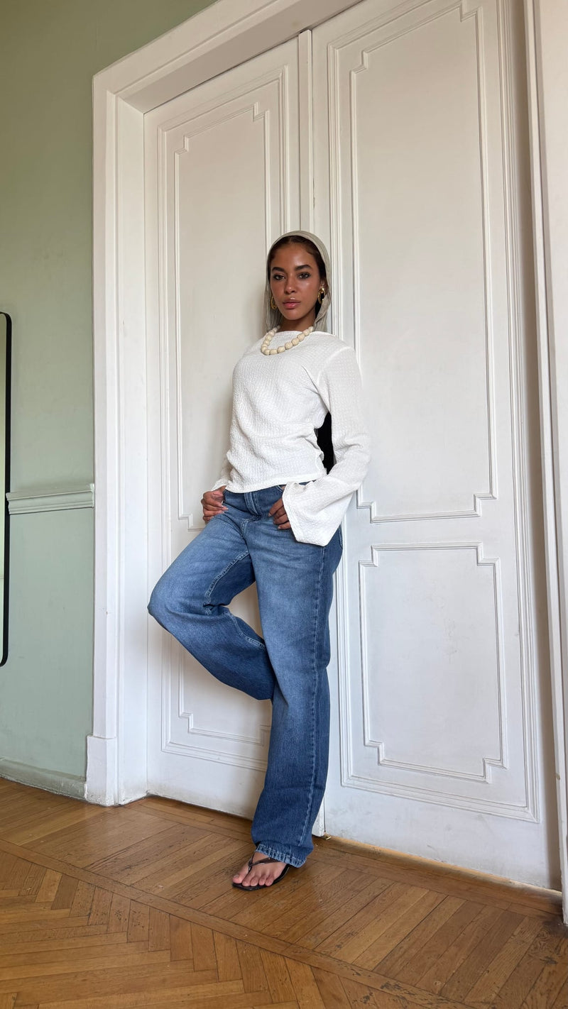 Straight High-Waist Light Vintage Blue Jeans Straight CIZARO - Cizaro Jeans