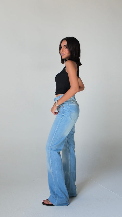 Straight High-Waist Light Ice Blue Jeans