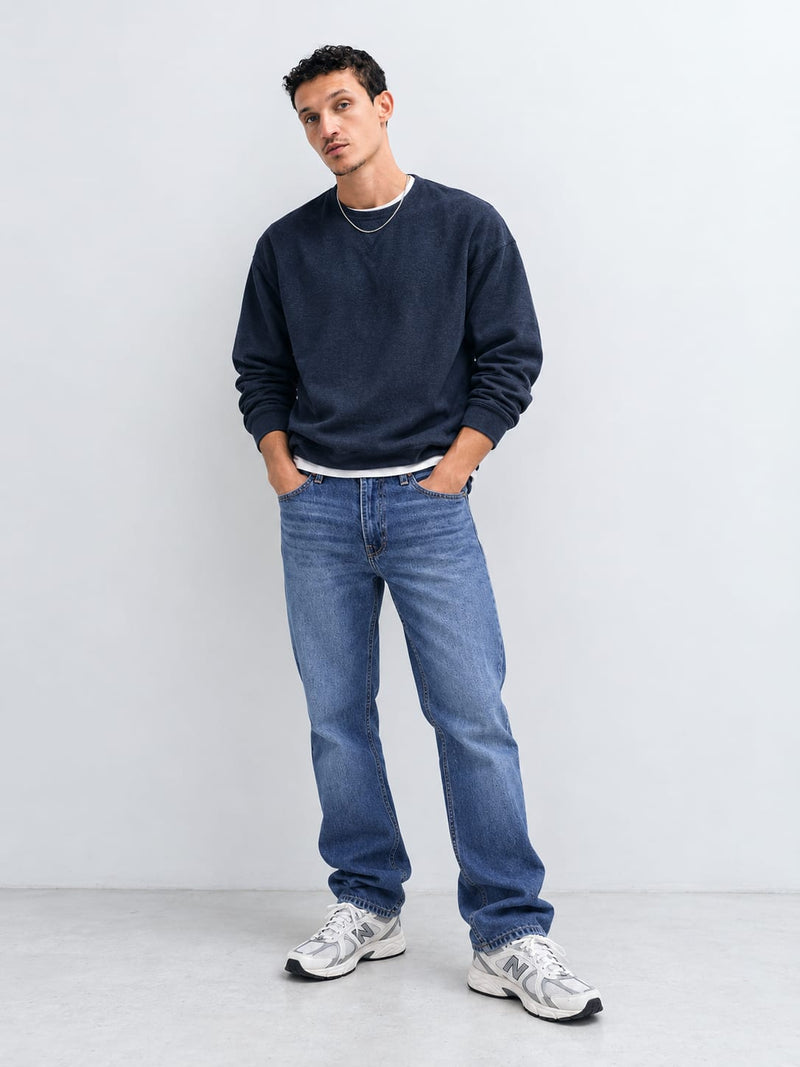 Straight Fit Mid Washed Blue Jeans Straight CIZARO - Cizaro Jeans