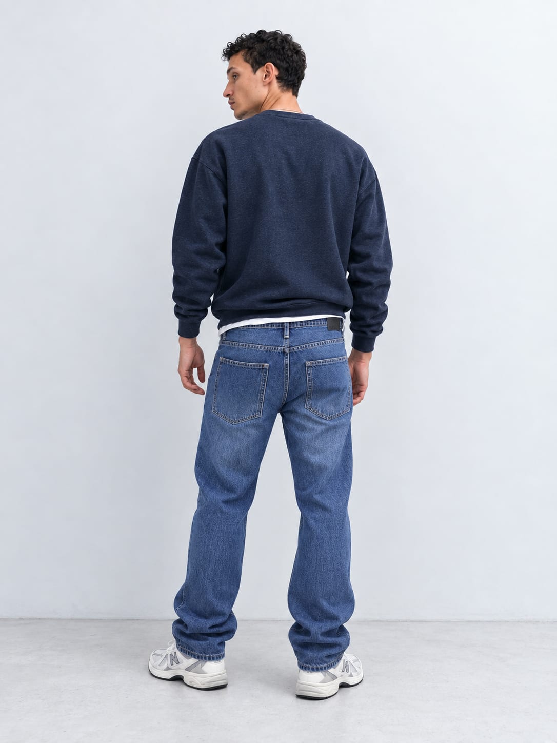 Straight Fit Mid Washed Blue Jeans Straight CIZARO - Cizaro Jeans