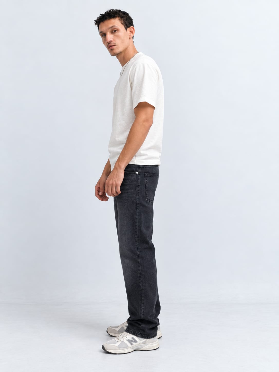 Straight Fit Washed Black Jeans