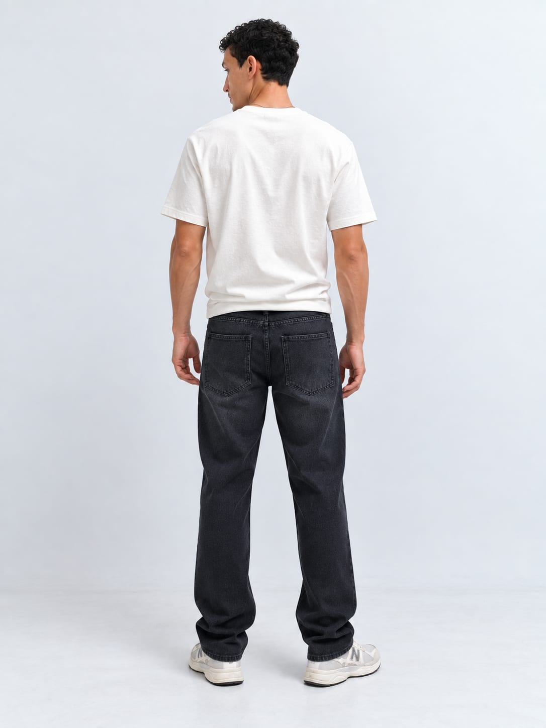 Straight Fit Washed Black Jeans