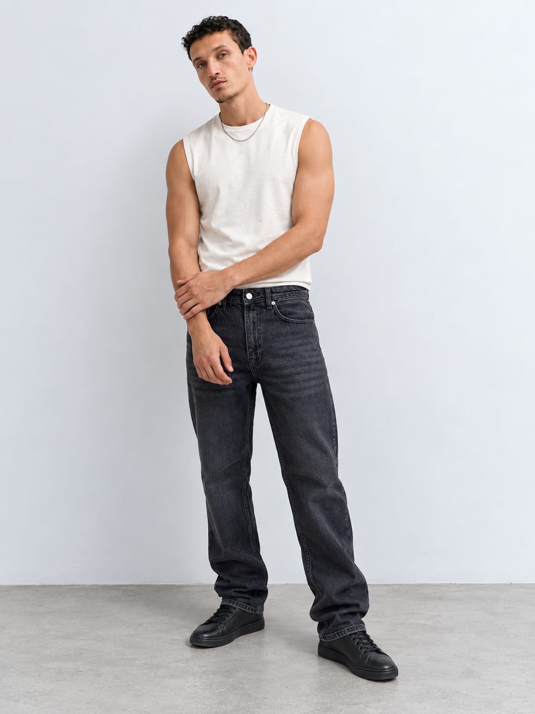 Straight Washed Black Jeans Straight CIZARO - Cizaro Jeans