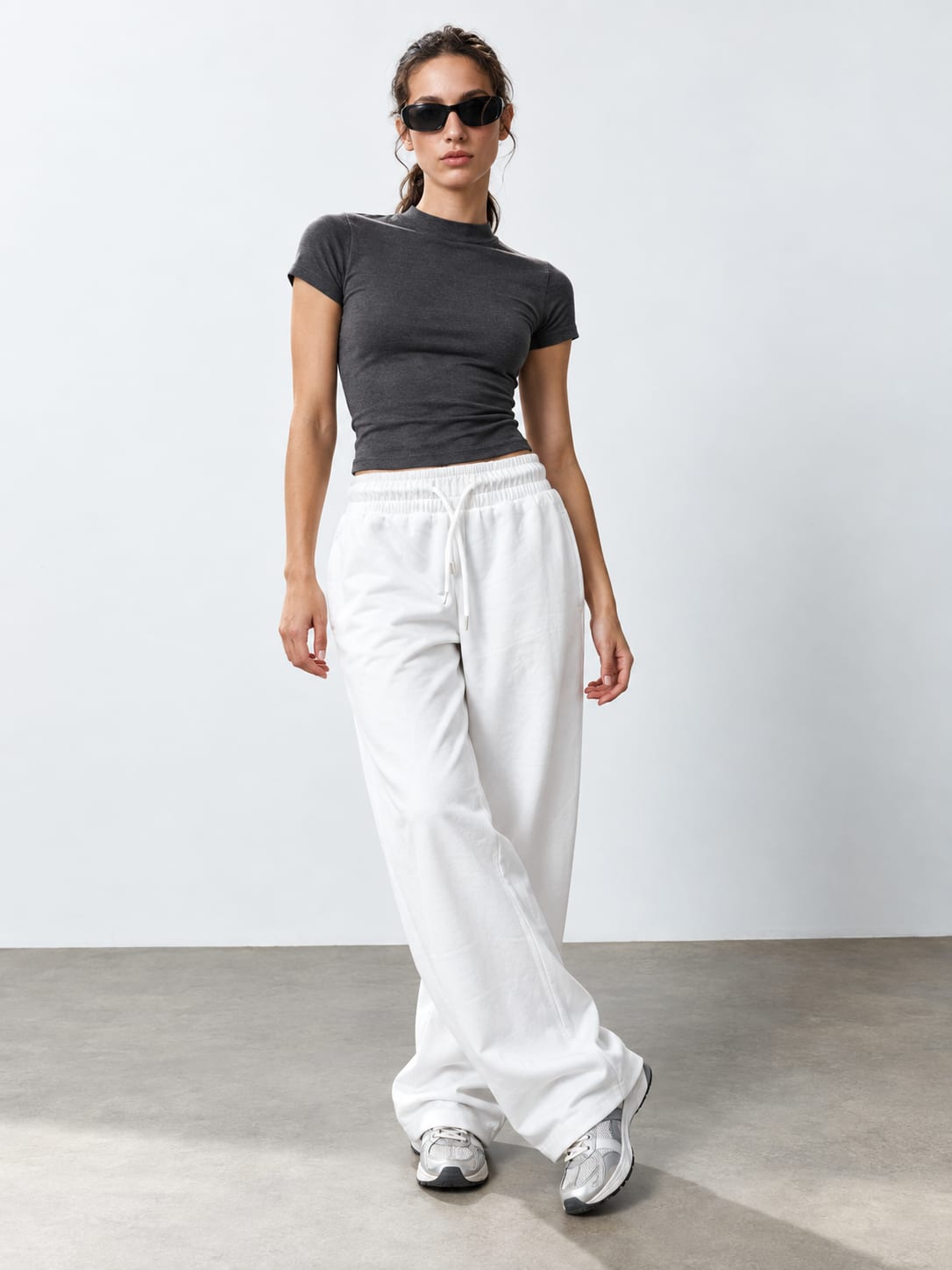 White Wide-Leg Sweatpants