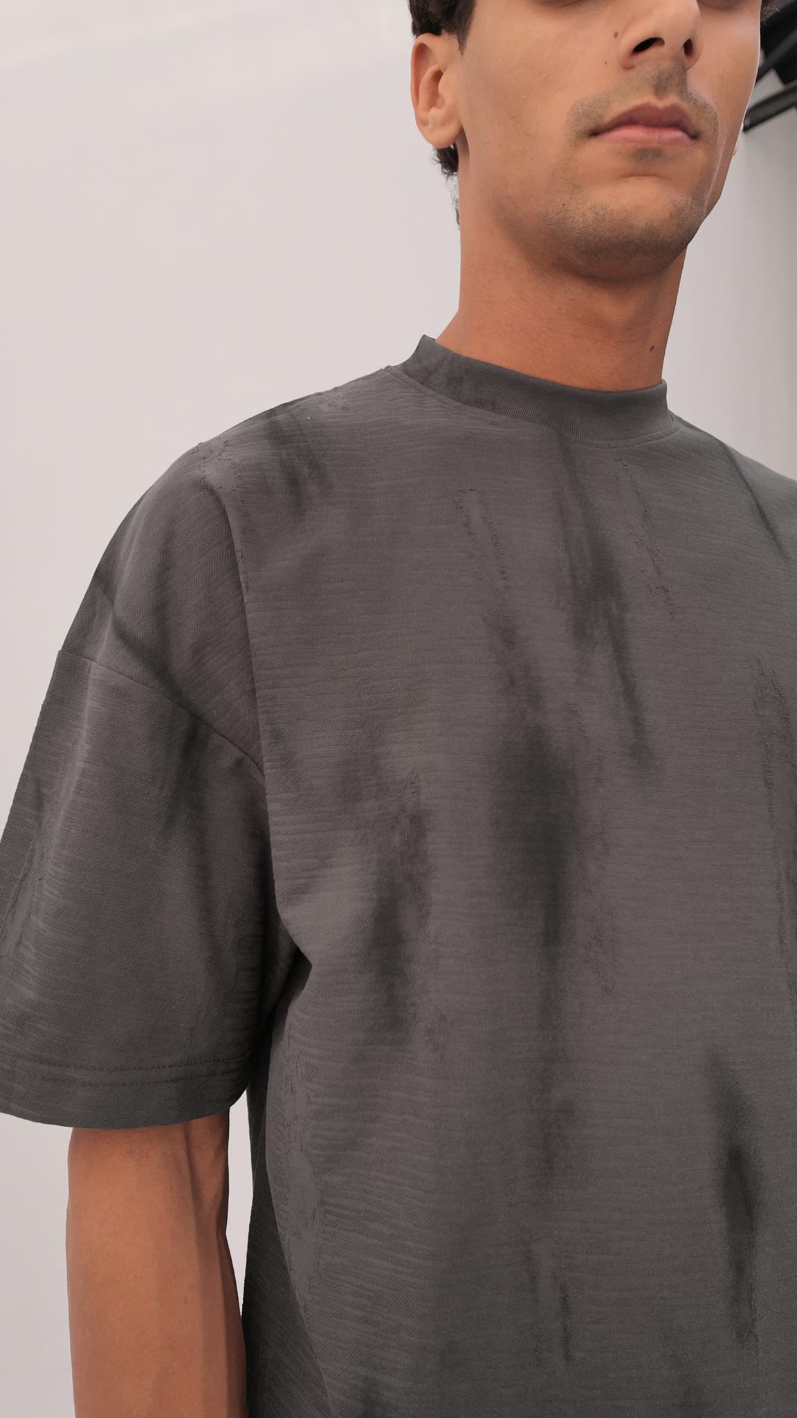 Grey texture Oversized T-shirt T-SHIRT CIZARO - Cizaro Jeans