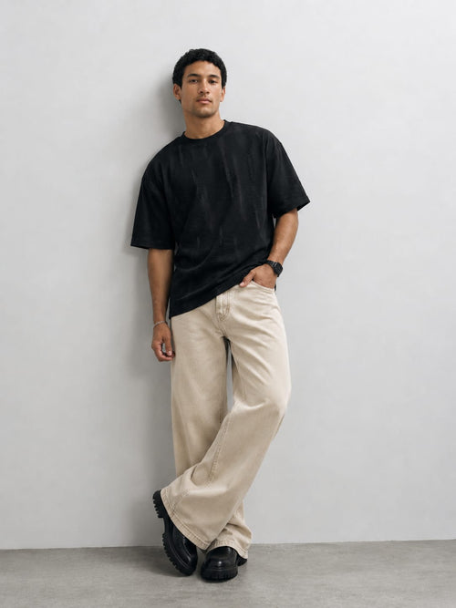 Black texture Oversized T-shirt T_SHIRT CIZARO - Cizaro Jeans