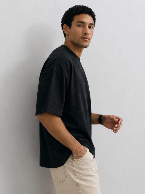Black texture Oversized T-shirt T_SHIRT CIZARO - Cizaro Jeans
