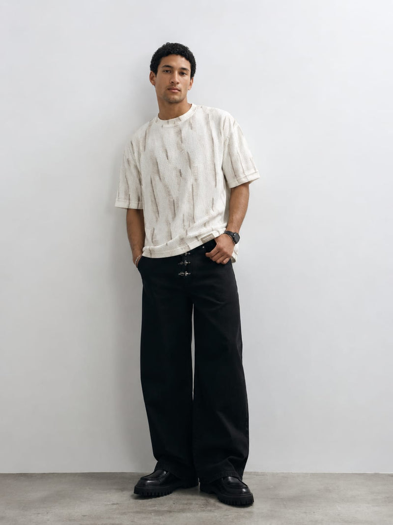 Off white texture Oversized T-shirt T_SHIRT CIZARO - Cizaro Jeans