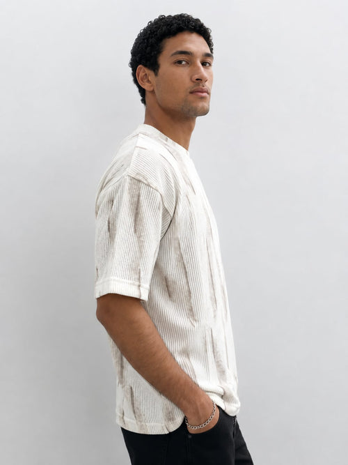 Off white texture Oversized T-shirt T_SHIRT CIZARO - Cizaro Jeans