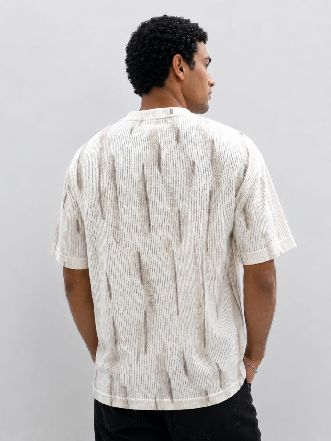 Off white texture Oversized T-shirt T_SHIRT CIZARO - Cizaro Jeans
