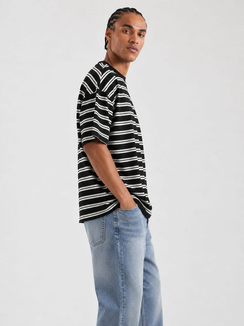 Black striped Oversized T-shirt T-SHIRT CIZARO - Cizaro Jeans