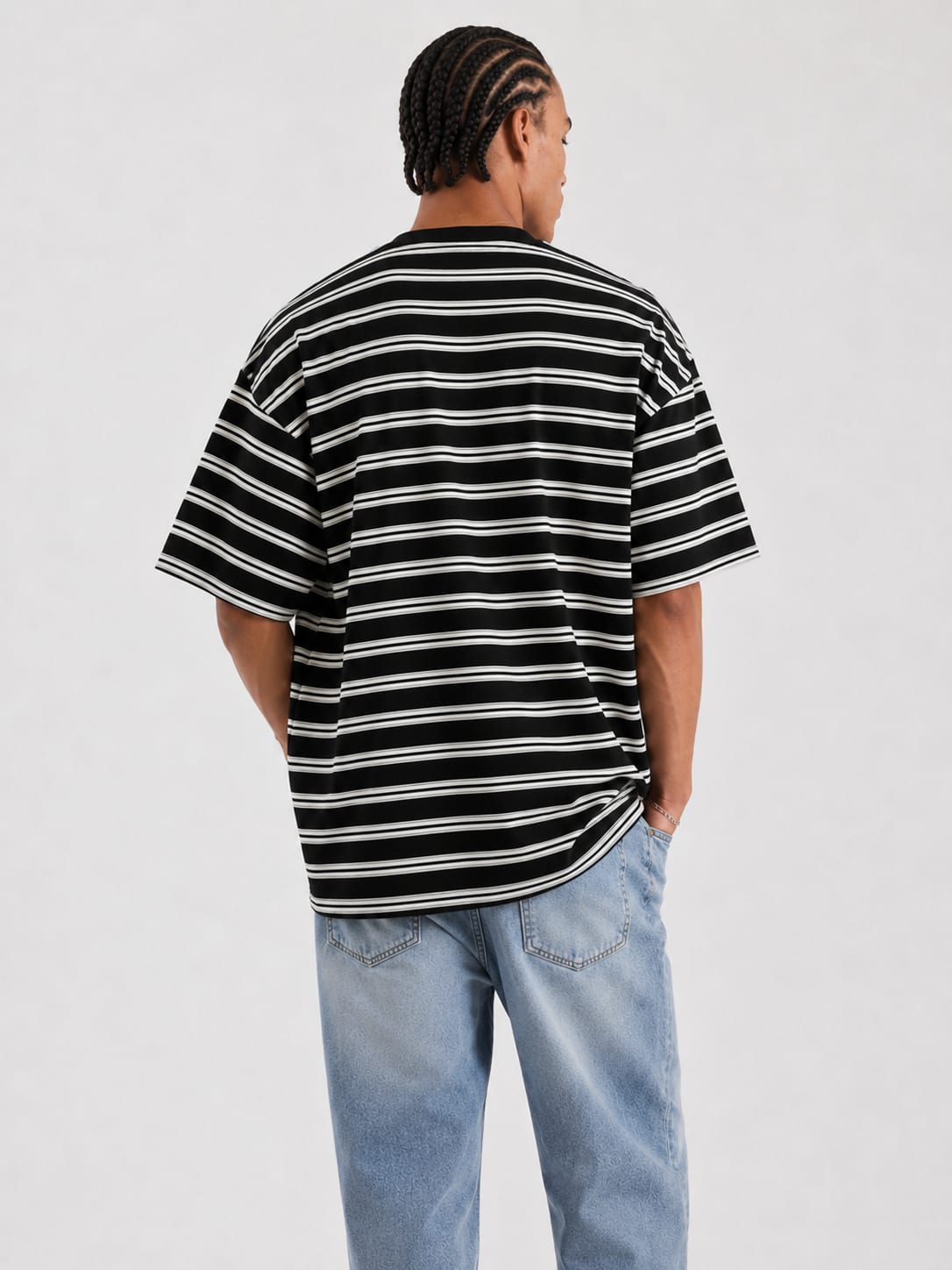 Black striped Oversized T-shirt T-SHIRT CIZARO - Cizaro Jeans
