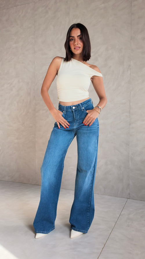 Ultra Comfort Baggy High-Waist Mid Vintage Blue Jeans Baggy CIZARO - Cizaro Jeans